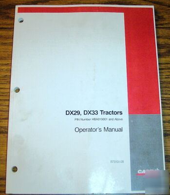 Case ih DX29 & DX33 lawn tractor operator's manual book
