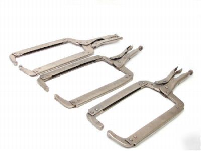 Lot of 3 heavy duty steel vise grip welding clamps