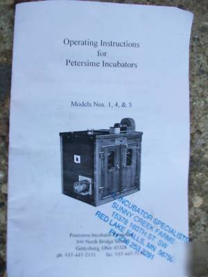 Petersime incubator operator's manual