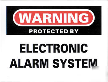 Protected by electronic alarm system sticker