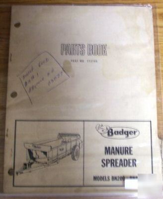 Badger BN200 BN240 manure spreader parts catalog manual