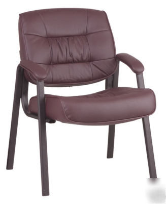 New burgundy leather visitor guest reception side chair