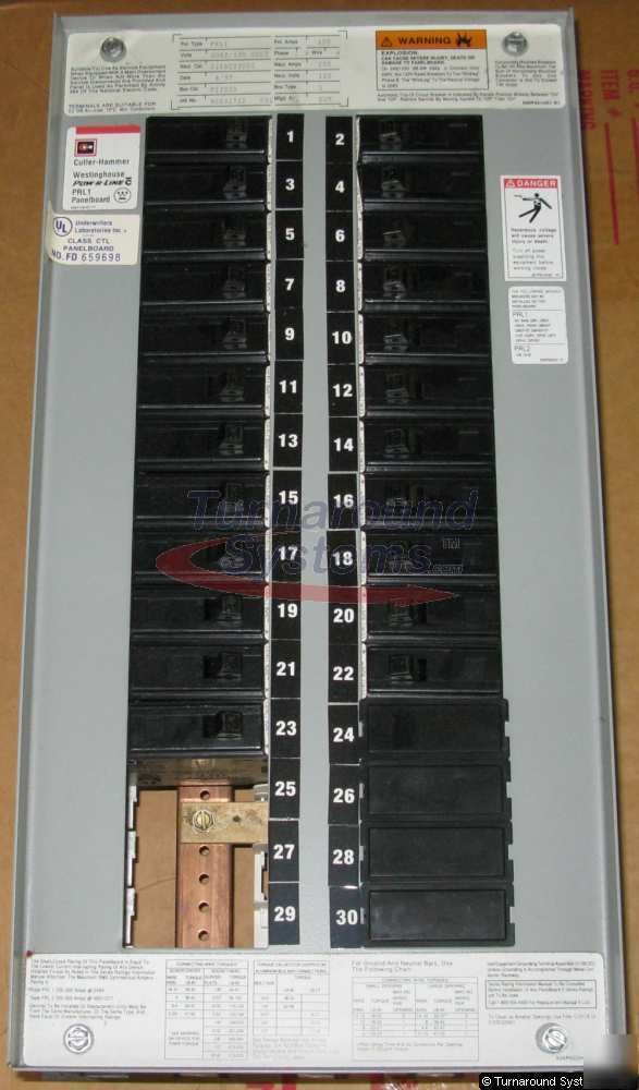 New cutler-hammer PRL1 panelboard, copper, 3 phase, 