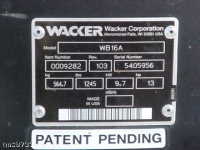 Wacker wb 16 contrete buggy power buggy honda 13 hsp