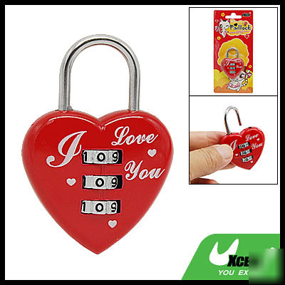 Heart shaped luggage resettable combination padlock
