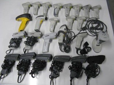 Lot of 25 various symbol barcode scanners RS232 ps/2