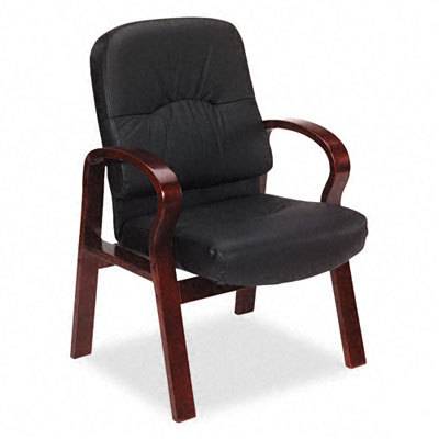 Office star leather guest chair, black/cherry