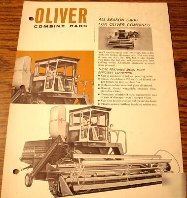 Oliver 525 430 431 combine cab literature spec sheet