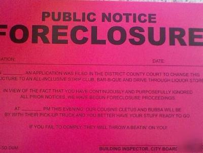 Prank notice public notice foreclosure building v funny