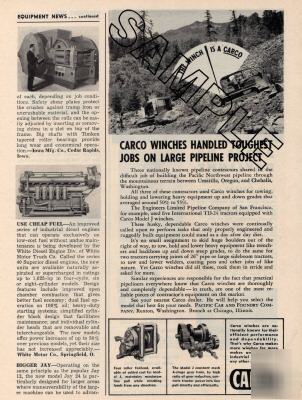 Carco model j winch 1957 mag ad, ih td-24/b-e 22-b