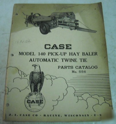 Case 1954 - 1955 model 140 hay baler parts book lot