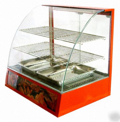 Omcan temp control curved glass display/warmer cases 