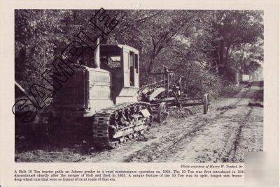 Holt 10 ton tractor pulls adams grader c.1924 print