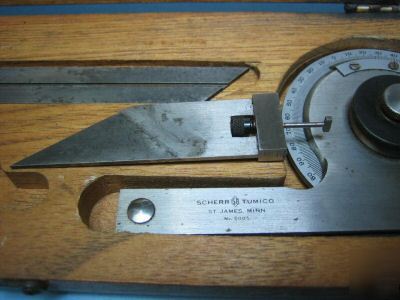 Scheer tumico machinist protractor no. 6005, wood case