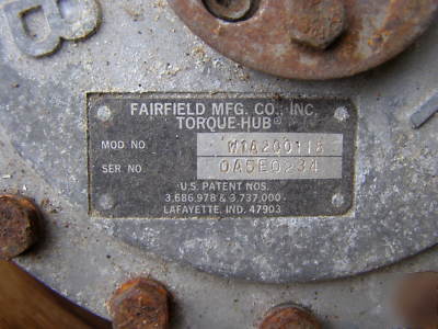 Torque hub fairfield mfg, mod# W1A200118 18:1 ratio nos