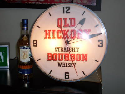 Old hickory bourbon whiskey wall clock