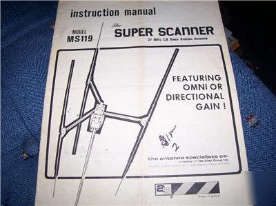 Antenna specialists super scanner instruction manual