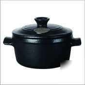 New flame ceramic black mini round stewpot - .4QT