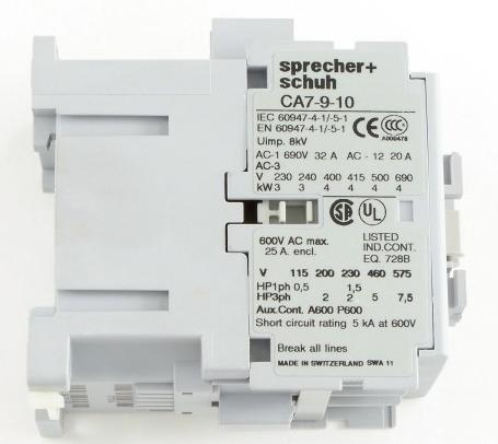 New s+s sprecher+schuh contactor CA7-9-10-480 3POLE
