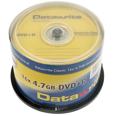 50 datawrite yellow 16X dvd+r blank dvd discs