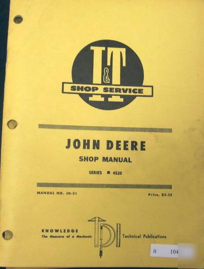 John deere 4520 tractor i&t shop service manual