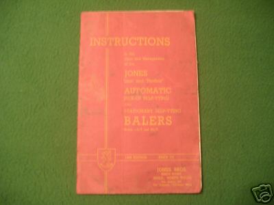 Jones lion & panther baler instruction manual