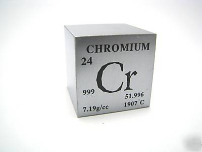 Pure chromium metal element cube 99.9% pure 119 grams