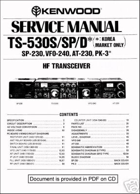 Trio kenwood ts-530S ts-530SP op + service manual w/sch