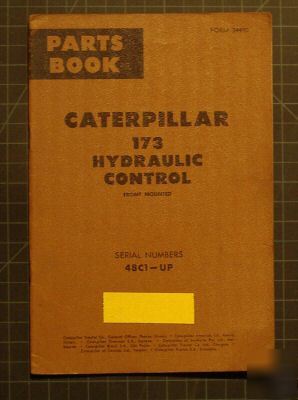 Cat caterpillar 173 hyd. control parts book manual