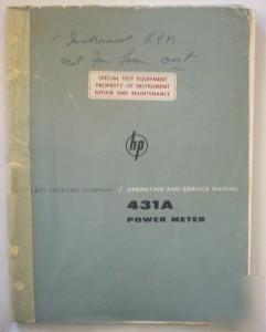 Hp model 431A operating and service manual