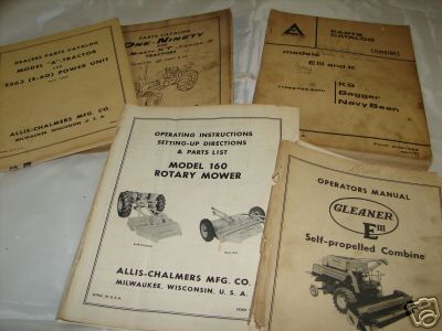 Lot of 5 allis-chalmers combine tractor manuals 