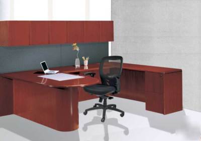 New 8PCS all wood executive office desk, ruby, wall-U1