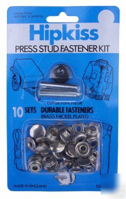 Press stud fastener kit with tool material - wood/metal