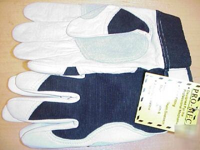 2 pr gloves mechanic work safety goatskin x-large