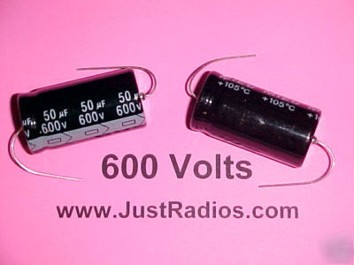 50UF@ 600V 105C axial electrolytic capacitors : qty=5