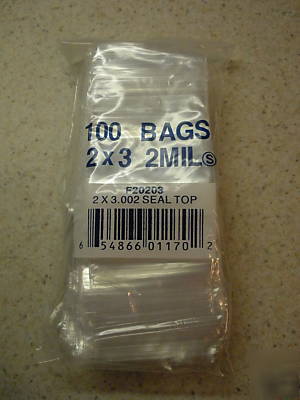 2X3 plastic bags 2 mil ziplock 100 count 