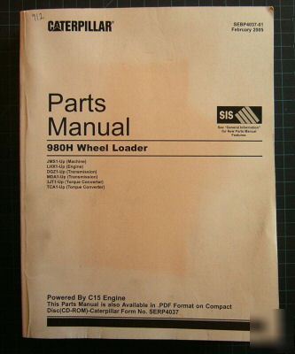 Cat caterpillar 980H wheel loader parts manual book