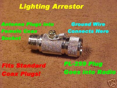 Lighting arrestor, fits standard coax plugs 
