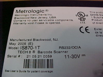 New metrologic IS870-1T tech 8 industrial scanner kit 