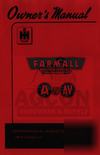 Farmall a av tractors owners operators tractor manual 
