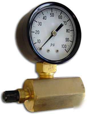 Gas / air test gauge 100 psi pressure max. 3/4
