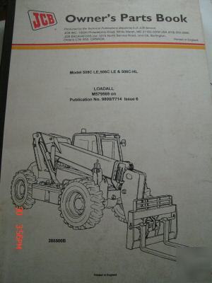 Jcb owner's parts book loadall 