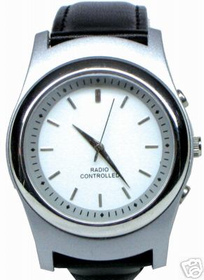 Mfj 189RC atomic analog wrist watch with black band 
