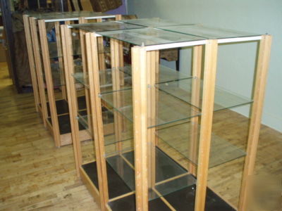 Multiple glass adjustable display shelves free standing