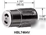 Hubbell HBL7464V 2P2W, 15A 125V, ml-1R, black nylon 