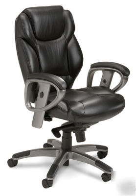 Mayline ultimo mid-back chair with black leather UL330M
