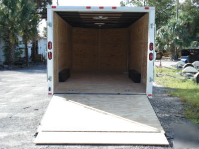 New 8.5 x 24 enclosed cargo car trailer w ramp & v nose