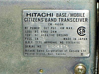 Hitachi cb transceiver base station