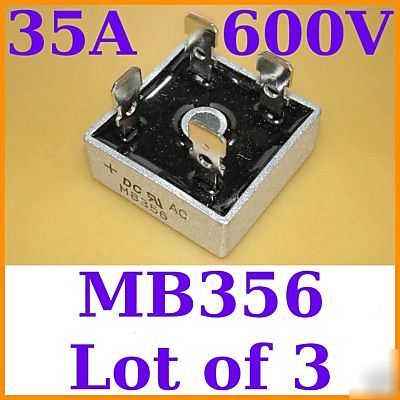 New 3X MB356 (KBPC3506) 35A amp 600V bridge rectifier