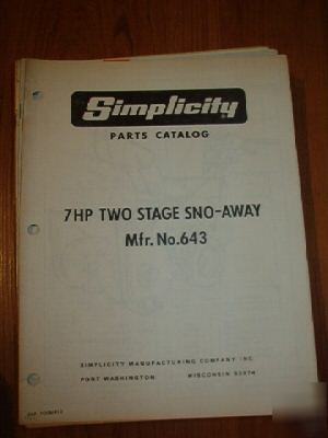 Simplicity parts catalog manual 7HP two stage sno-away